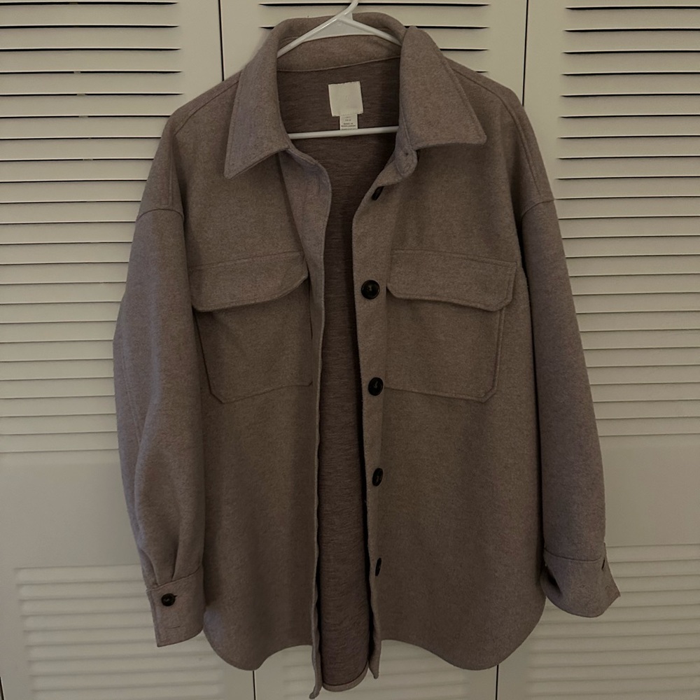 Shacket H&M Shirt Jacket Shacket Purple Grey